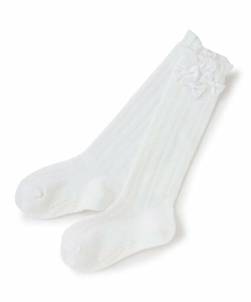 mezzo piano / メゾピアノ ソックス | リボンイッパイ　ハイソックス（オフ ホワイト）