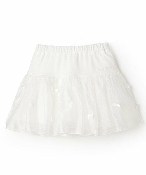 mezzo piano / メゾピアノ ショート・ハーフ・半端丈パンツ | お花フリル　スカパン（オフ ホワイト）