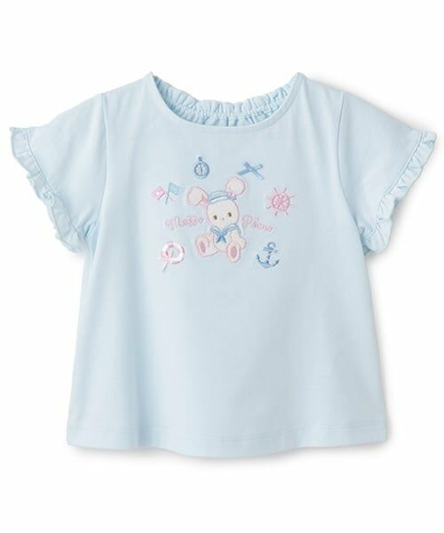 mezzo piano / メゾピアノ Tシャツ | マリンうさぎ　半袖Tシャツ（サックス）