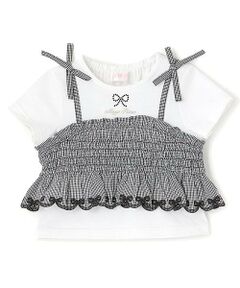 mezzo piano / メゾピアノ Tシャツ | カットワーク刺しゅうドッキングチュニック