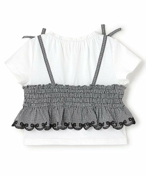 mezzo piano / メゾピアノ Tシャツ | カットワーク刺しゅうドッキングチュニック | 詳細1