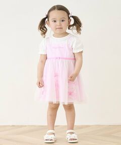 mezzo piano / メゾピアノ ミニ丈・ひざ丈ワンピース | うさぎ刺しゅうドッキングワンピース＆ブルマセット