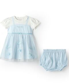 mezzo piano / メゾピアノ ミニ丈・ひざ丈ワンピース | うさぎ刺しゅうドッキングワンピース＆ブルマセット