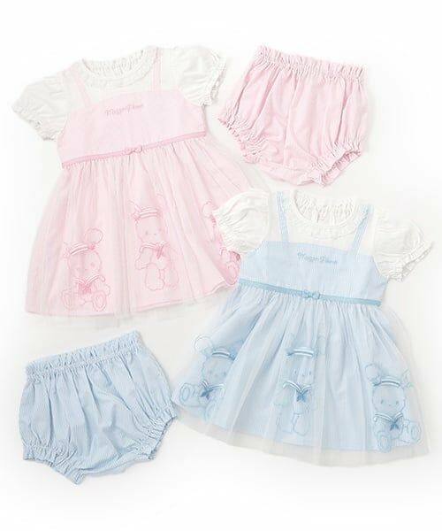 mezzo piano / メゾピアノ ミニ丈・ひざ丈ワンピース | うさぎ刺しゅうドッキングワンピース＆ブルマセット | 詳細11