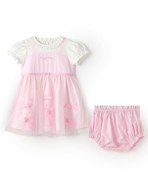 mezzo piano / メゾピアノ ミニ丈・ひざ丈ワンピース | うさぎ刺しゅうドッキングワンピース＆ブルマセット | 詳細14