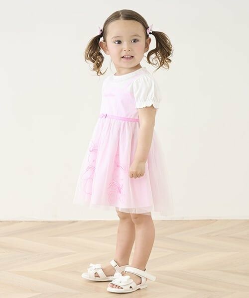 mezzo piano / メゾピアノ ミニ丈・ひざ丈ワンピース | うさぎ刺しゅうドッキングワンピース＆ブルマセット | 詳細15