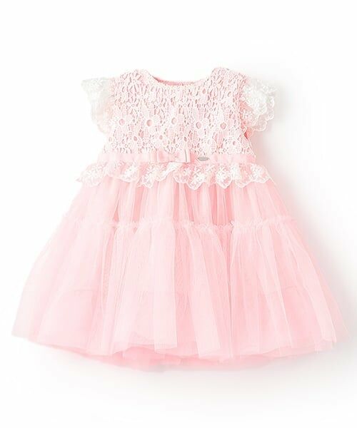 mezzo piano / メゾピアノ ミニ丈・ひざ丈ワンピース | レースチュール　ワンピース（ライト ピンク）