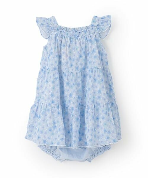 mezzo piano / メゾピアノ ミニ丈・ひざ丈ワンピース | 水彩花柄ワンピース＆ブルマセット | 詳細1