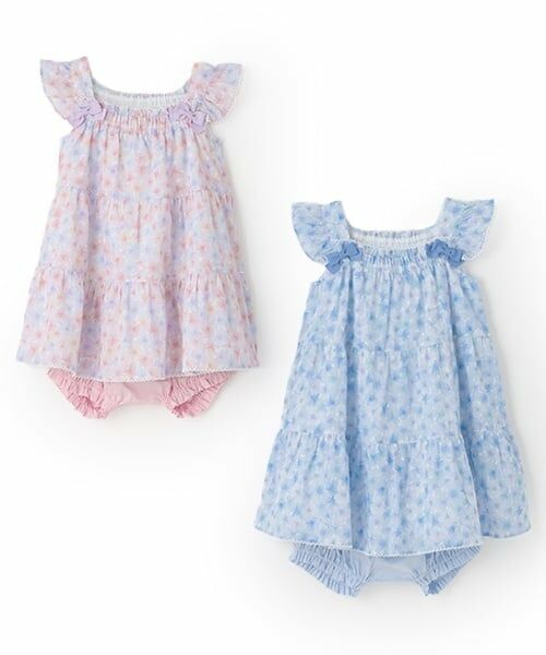 mezzo piano / メゾピアノ ミニ丈・ひざ丈ワンピース | 水彩花柄ワンピース＆ブルマセット | 詳細10