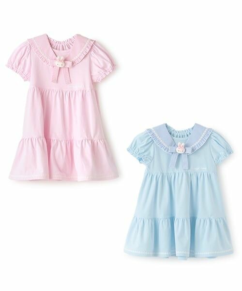 mezzo piano / メゾピアノ ミニ丈・ひざ丈ワンピース | ウサギマスコットつきセーラー衿つきカットソーワンピース | 詳細10