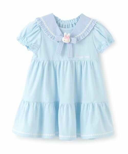 mezzo piano / メゾピアノ ミニ丈・ひざ丈ワンピース | ウサギマスコットつきセーラー衿つきカットソーワンピース | 詳細12