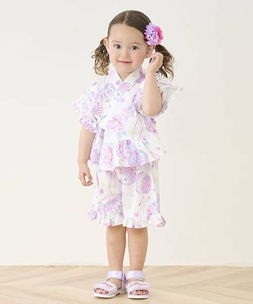 mezzo piano / メゾピアノ 着物・浴衣・小物類 | 手毬フラワー柄　甚平（オフ ホワイト）