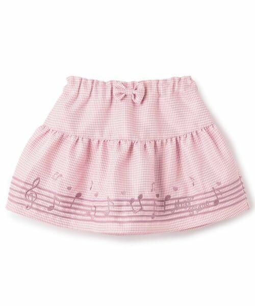 mezzo piano / メゾピアノ ショート・ハーフ・半端丈パンツ | 音符刺しゅう　スカパン（ピンク）