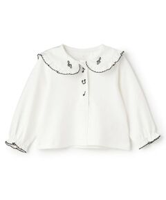 mezzo piano / メゾピアノ Tシャツ | ピアノ刺しゅう衿　長袖Tシャツ