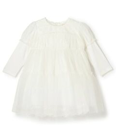 mezzo piano / メゾピアノ ミニ丈・ひざ丈ワンピース | メゾピアノロゴ刺しゅうチュールワンピース＆ブルマセット