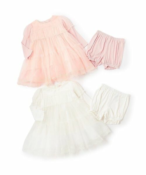 mezzo piano / メゾピアノ ミニ丈・ひざ丈ワンピース | メゾピアノロゴ刺しゅうチュールワンピース＆ブルマセット | 詳細12