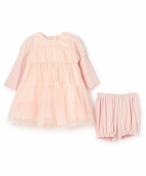 mezzo piano / メゾピアノ ミニ丈・ひざ丈ワンピース | メゾピアノロゴ刺しゅうチュールワンピース＆ブルマセット | 詳細2