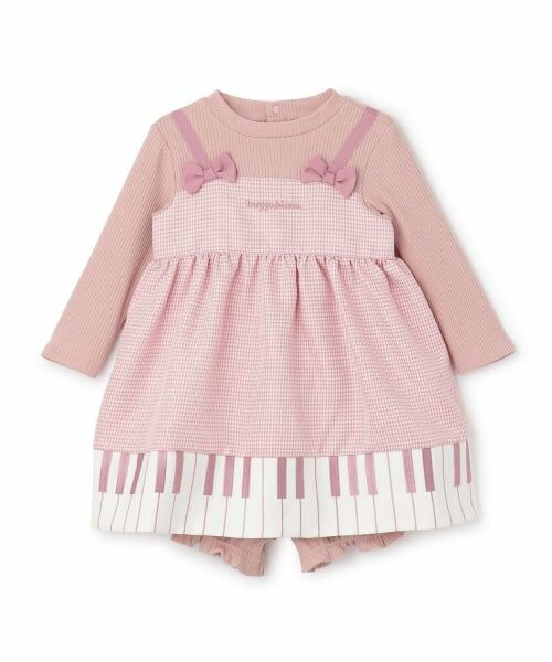 mezzo piano / メゾピアノ ミニ丈・ひざ丈ワンピース | ピアノワンピース　＆ブルマセット（ピンク）