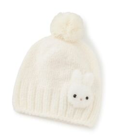 mezzo piano / メゾピアノ ニットキャップ | ボアウサギマスコットつき　マシュマロニット帽