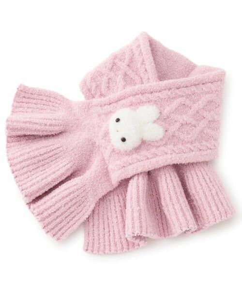 mezzo piano / メゾピアノ マフラー・ショール・スヌード・ストール | ボアウサギマスコットつき　マシュマロニットマフラー（ライト ピンク）