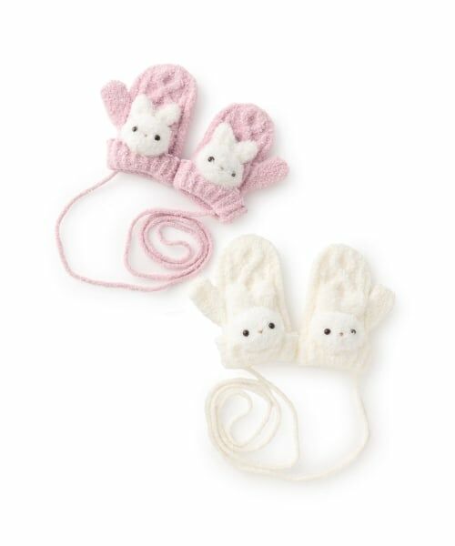 mezzo piano / メゾピアノ 手袋 | ボアウサギマスコットつき　マシュマロニット手袋 | 詳細3