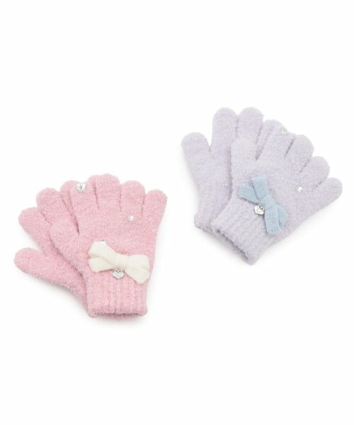 mezzo piano / メゾピアノ 手袋 | リボン　マシュマロニット　手袋 | 詳細3