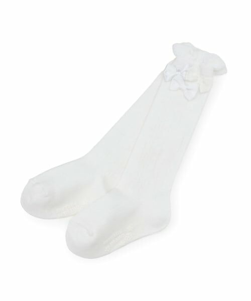 mezzo piano / メゾピアノ ソックス | リボンつき　ハイソックス（オフ ホワイト）