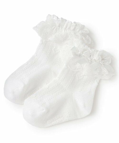 mezzo piano / メゾピアノ ソックス | 定番サテンリボンソックス（白）