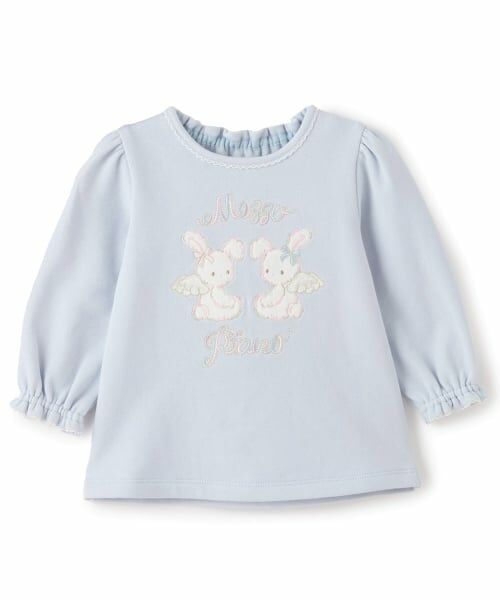 mezzo piano / メゾピアノ スウェット | エンジェルウサギ刺しゅう　トレーナー（ライト ブルー）