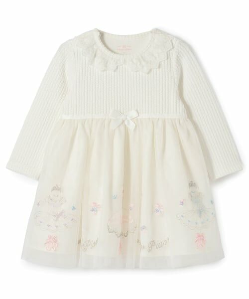 mezzo piano / メゾピアノ ベビー・キッズウエア | ドレス刺しゅうドッキングワンピース　ブルマセット（オフ ホワイト）