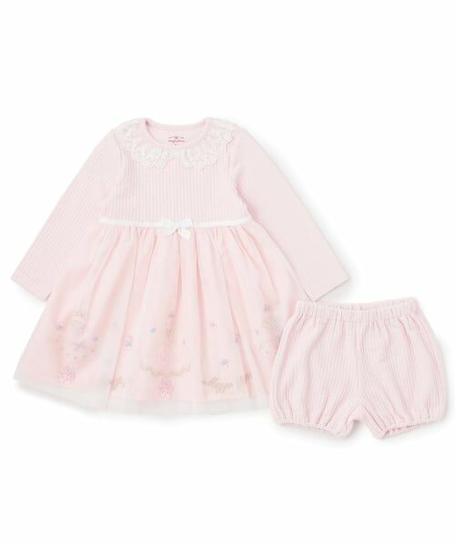 mezzo piano / メゾピアノ ベビー・キッズウエア | ドレス刺しゅうドッキングワンピース　ブルマセット | 詳細3