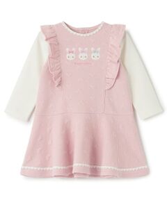 mezzo piano / メゾピアノ ミニ丈・ひざ丈ワンピース | ウサギアップリケ　ハートジャガードワンピース