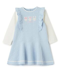 mezzo piano / メゾピアノ ミニ丈・ひざ丈ワンピース | ウサギアップリケ　ハートジャガードワンピース