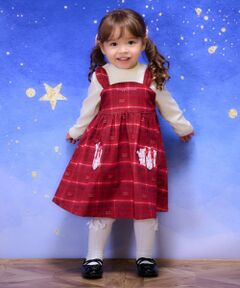 mezzo piano / メゾピアノ ミニ丈・ひざ丈ワンピース | プレゼント刺繍ドッキングワンピース　ブルマセット