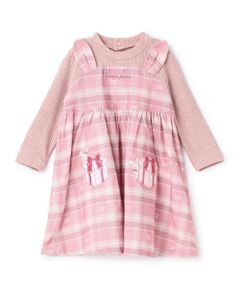 mezzo piano / メゾピアノ ミニ丈・ひざ丈ワンピース | プレゼント刺繍ドッキングワンピース　ブルマセット