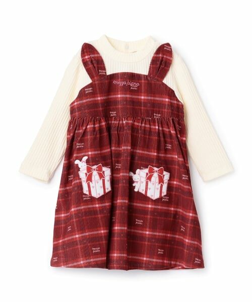 mezzo piano / メゾピアノ ミニ丈・ひざ丈ワンピース | プレゼント刺繍ドッキングワンピース　ブルマセット | 詳細10