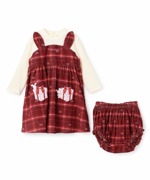 mezzo piano / メゾピアノ ミニ丈・ひざ丈ワンピース | プレゼント刺繍ドッキングワンピース　ブルマセット | 詳細2