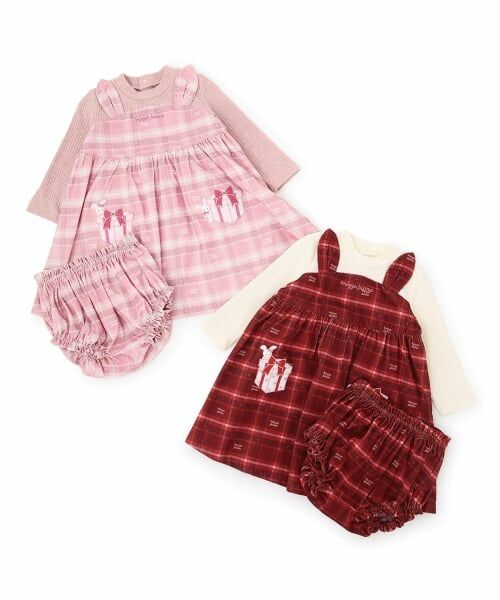 mezzo piano / メゾピアノ ミニ丈・ひざ丈ワンピース | プレゼント刺繍ドッキングワンピース　ブルマセット | 詳細9