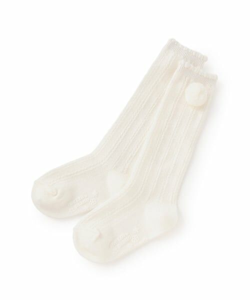mezzo piano / メゾピアノ ソックス | ボン天つき　ケーブルハイソックス（オフ ホワイト）