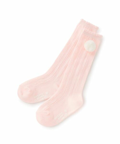 mezzo piano / メゾピアノ ソックス | ボン天つき　ケーブルハイソックス（ライト ピンク）