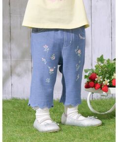 mezzo piano / メゾピアノ その他パンツ | 裾スカラップ花刺しゅう　7分丈カットソーパンツ