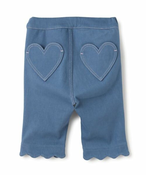 mezzo piano / メゾピアノ その他パンツ | 裾スカラップ花刺しゅう　7分丈カットソーパンツ | 詳細1