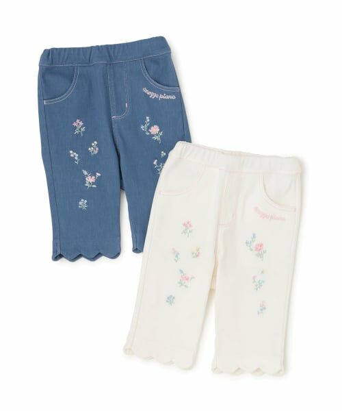 mezzo piano / メゾピアノ その他パンツ | 裾スカラップ花刺しゅう　7分丈カットソーパンツ | 詳細9