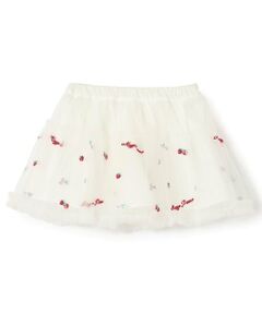 mezzo piano / メゾピアノ ミニ・ひざ丈スカート | イチゴ刺しゅう　チュールスカート