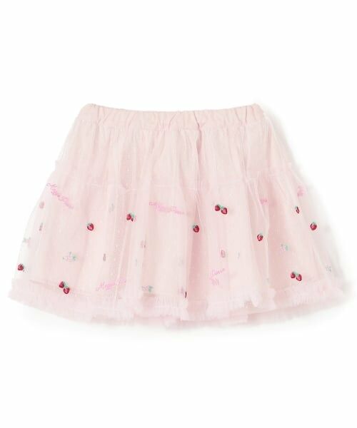mezzo piano / メゾピアノ ミニ・ひざ丈スカート | イチゴ刺しゅう　チュールスカート | 詳細1