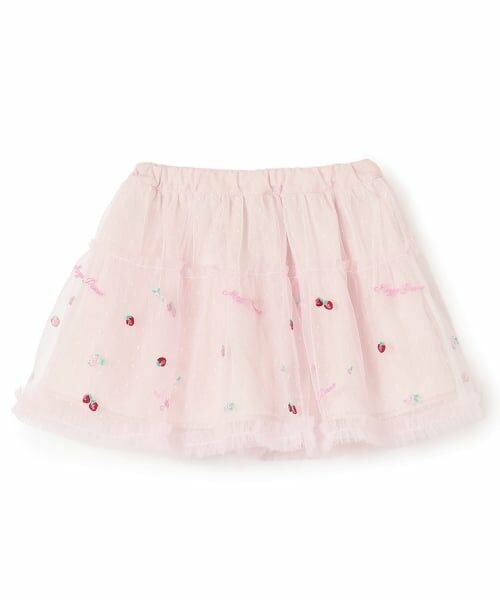 mezzo piano / メゾピアノ ミニ・ひざ丈スカート | イチゴ刺しゅう　チュールスカート | 詳細9