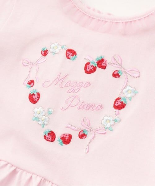 mezzo piano / メゾピアノ Tシャツ | イチゴ刺しゅう ペプラム長袖Tシャツ | 詳細3