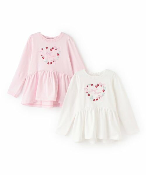 mezzo piano / メゾピアノ Tシャツ | イチゴ刺しゅう ペプラム長袖Tシャツ | 詳細7