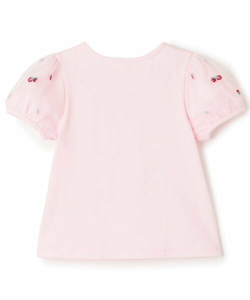 mezzo piano / メゾピアノ Tシャツ | イチゴ刺しゅうチュール袖　Tシャツ | 詳細1