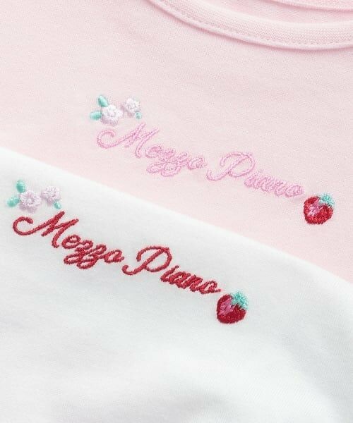mezzo piano / メゾピアノ Tシャツ | イチゴ刺しゅうチュール袖　Tシャツ | 詳細3